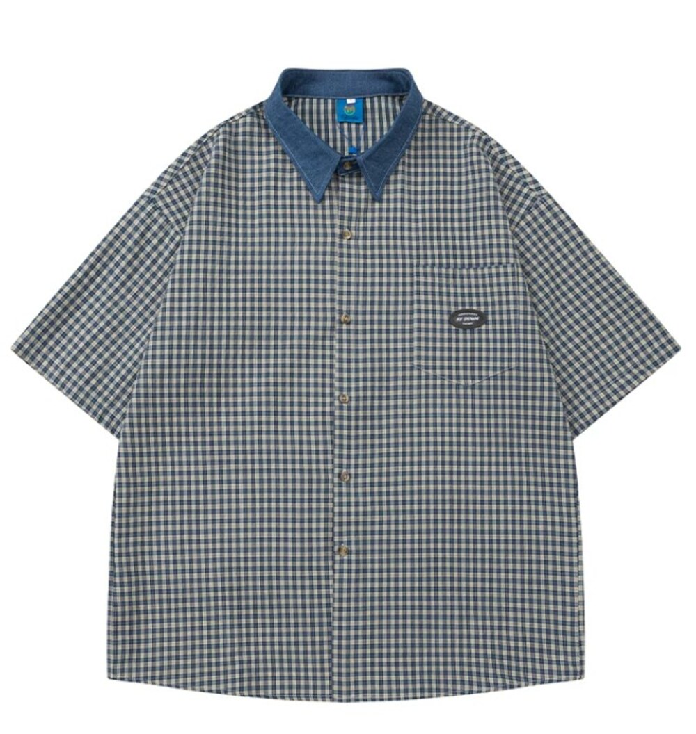 Denim Collar Check Shirt